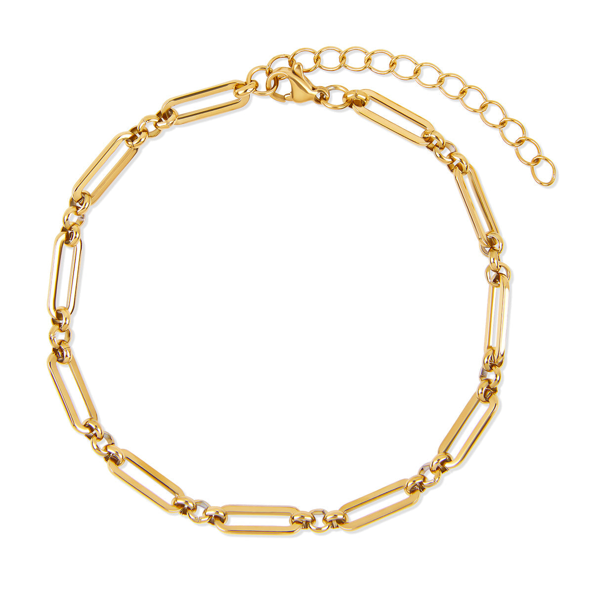 Stone Clip Chain Anklet - Gold Tone