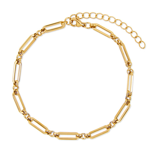 Stone Clip Chain Anklet - Gold Tone