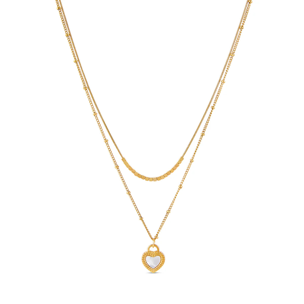 Marble Heart Layered Necklace - Gold