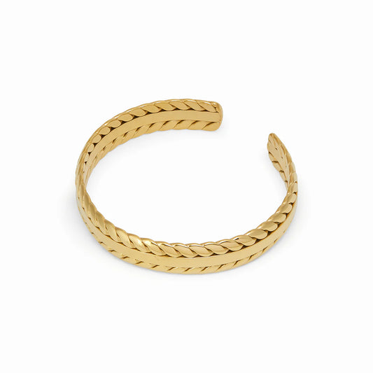 Woven Leaves Bangle - 18K Gold Plated