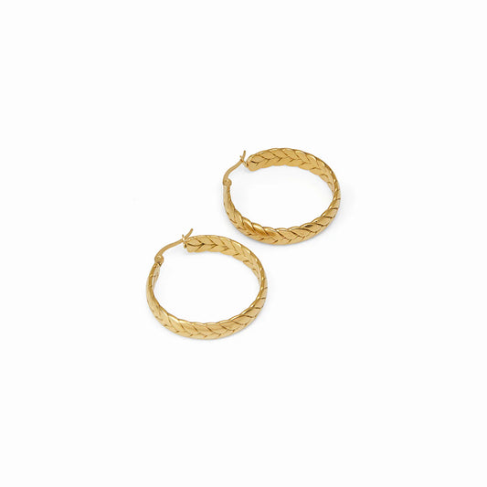 Woven Hoop Earrings - 18K Gold Plated