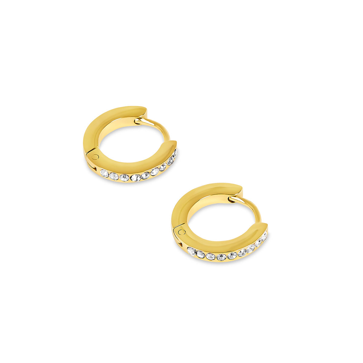 Birthstone Huggie Hoop Earrings - Gold Tone (Select Your Birthstone!)