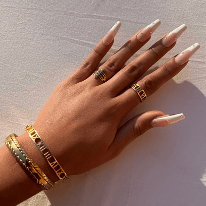 Hollow Numerals Ring - Gold Tone