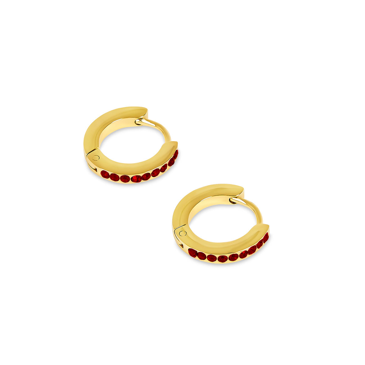 Birthstone Huggie Hoop Earrings - Gold Tone (Select Your Birthstone!)
