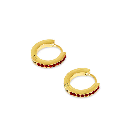 Birthstone Huggie Hoop Earrings - Gold Tone (Select Your Birthstone!)
