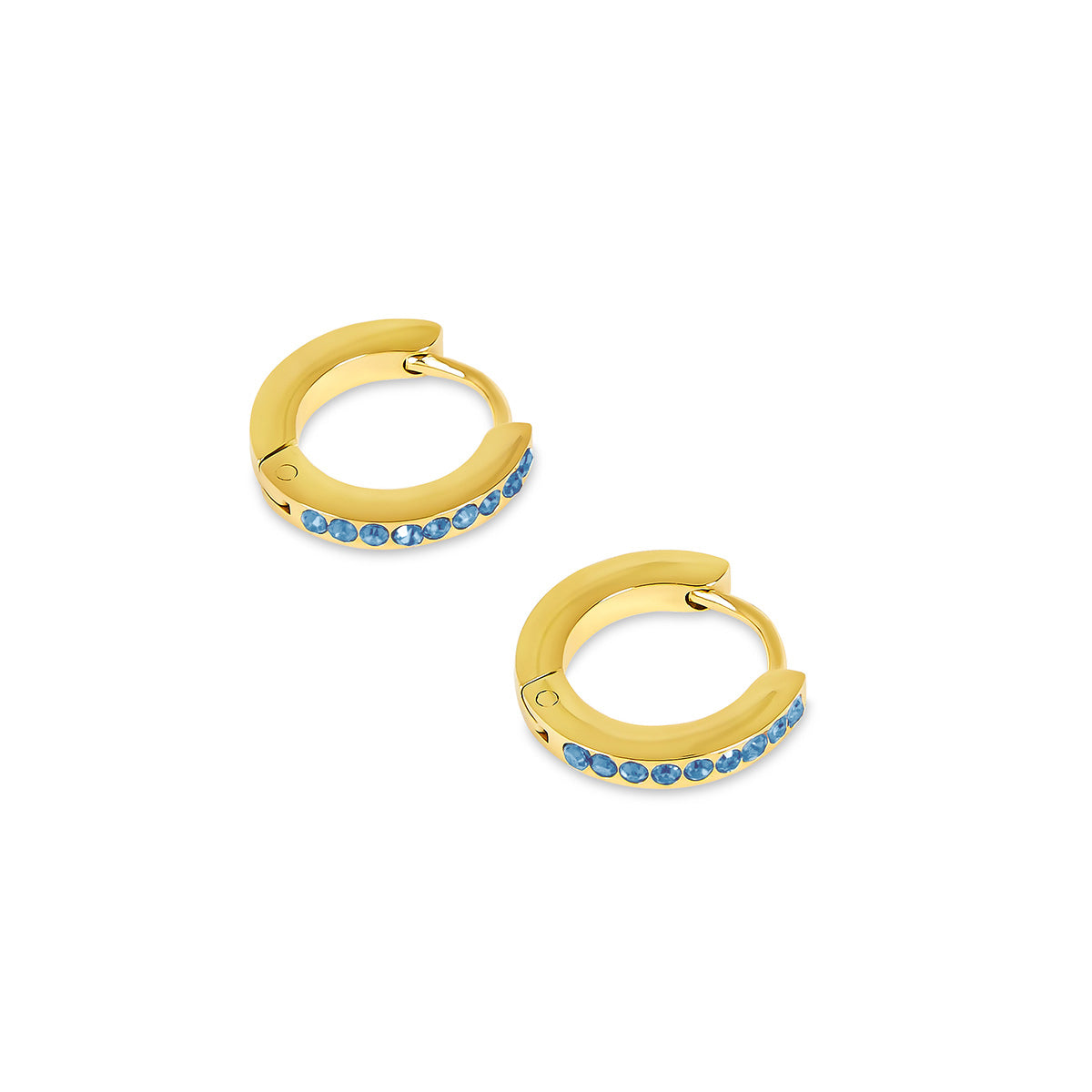 Birthstone Huggie Hoop Earrings - Gold Tone (Select Your Birthstone!)