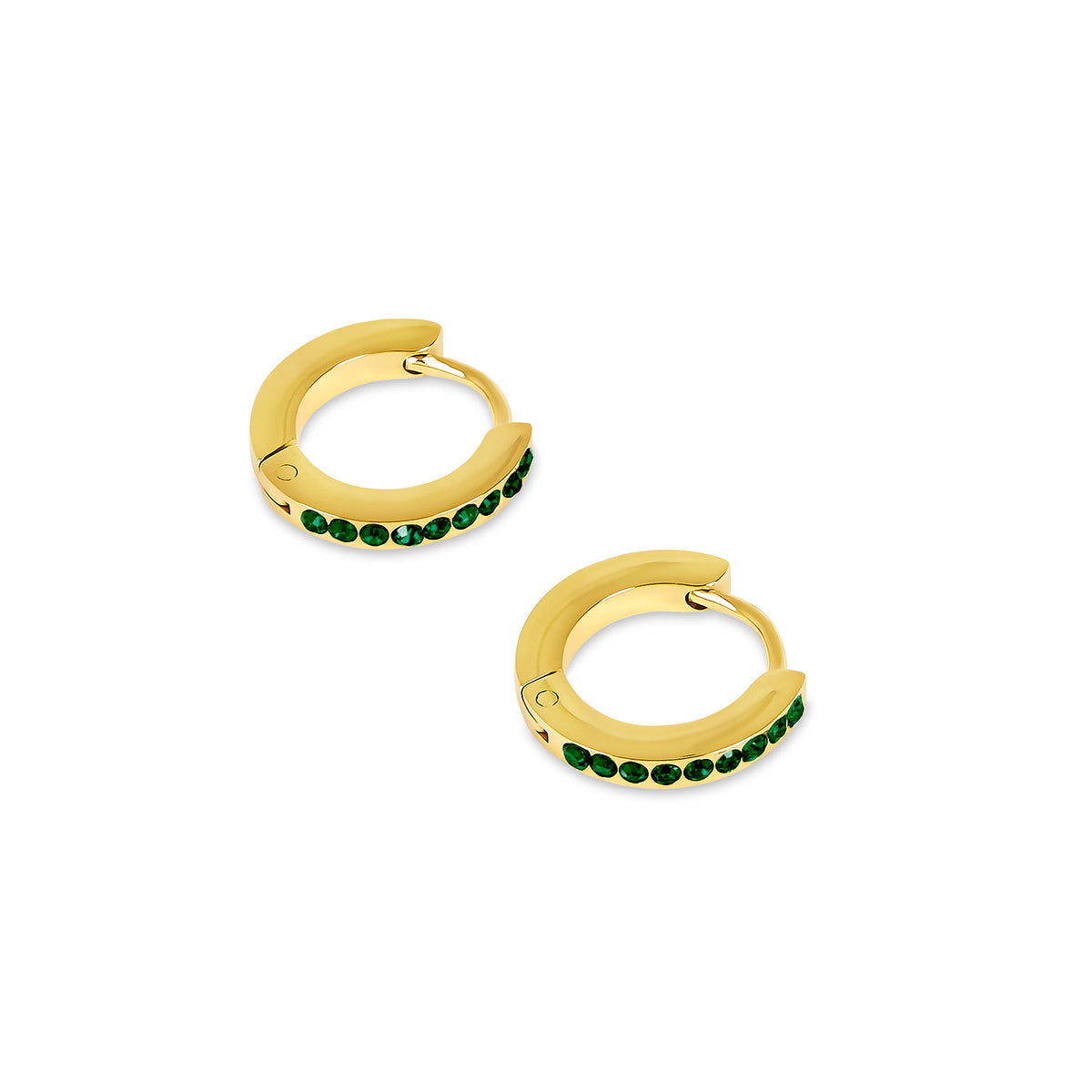 Birthstone Huggie Hoop Earrings - Gold Tone (Select Your Birthstone!)