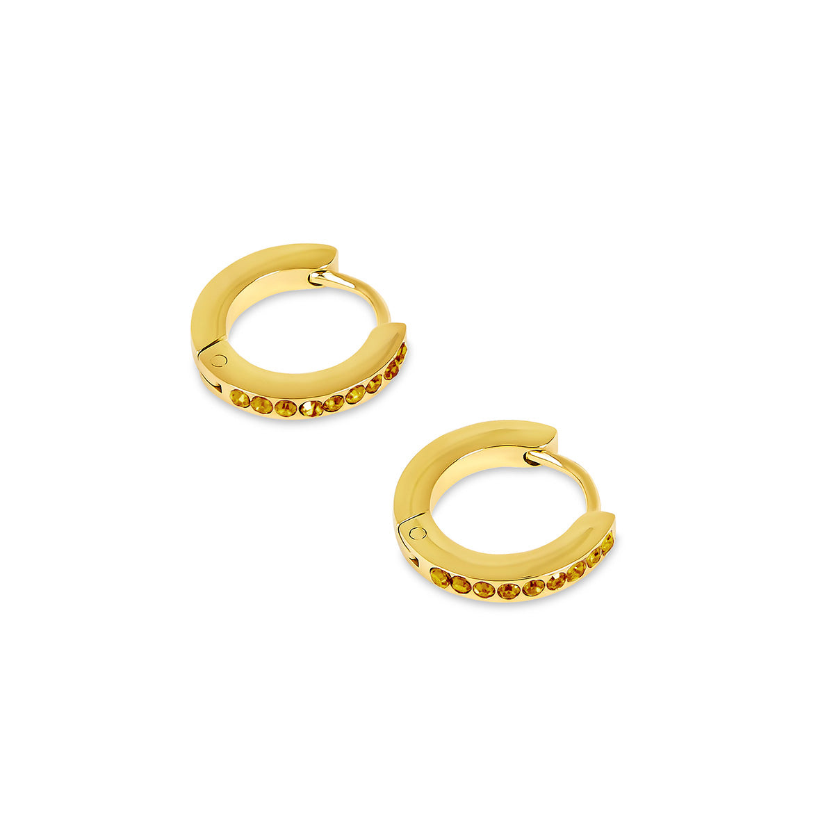 Birthstone Huggie Hoop Earrings - Gold Tone (Select Your Birthstone!)