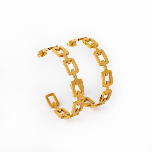 Geometric Hoop Earrings Gold Plated - Gold Tone