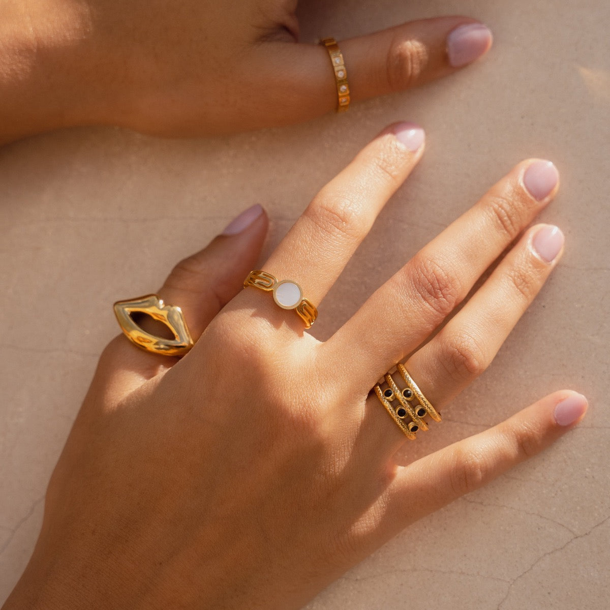 Melina Adjustable Multi-Layer Ring - Gold Tone