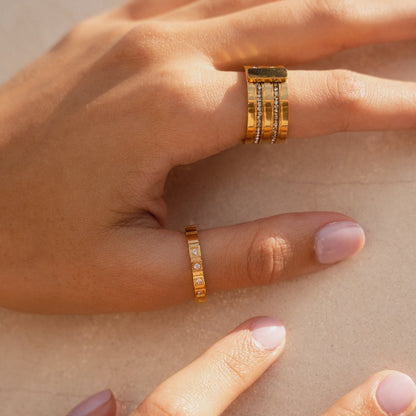 Caviar Stack Ring - Gold Tone