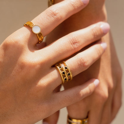 Melina Adjustable Multi-Layer Ring - Gold Tone