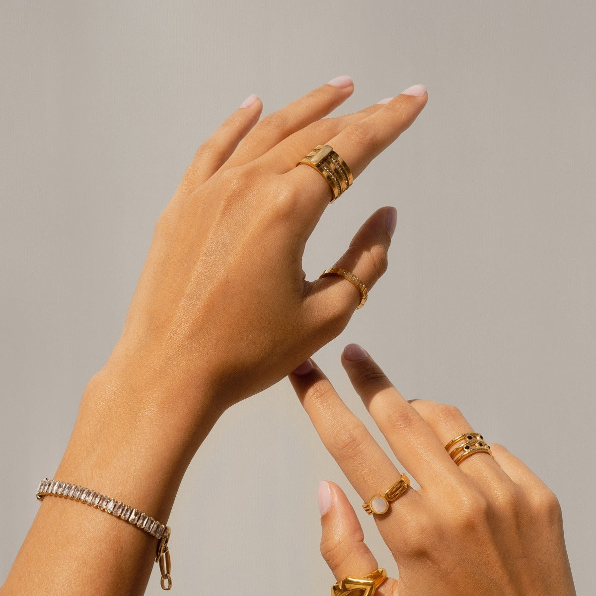 Caviar Stack Ring - Gold Tone