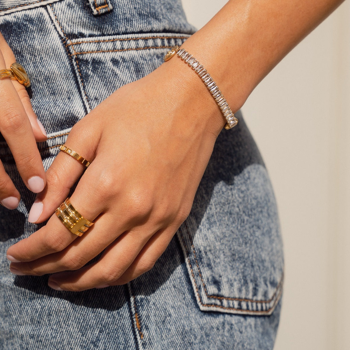 Caviar Stack Ring - Gold Tone