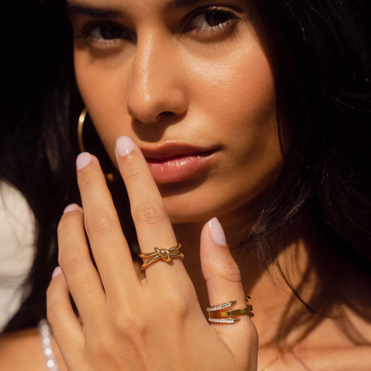 Intertwine Adjustable Ring - Gold Tone