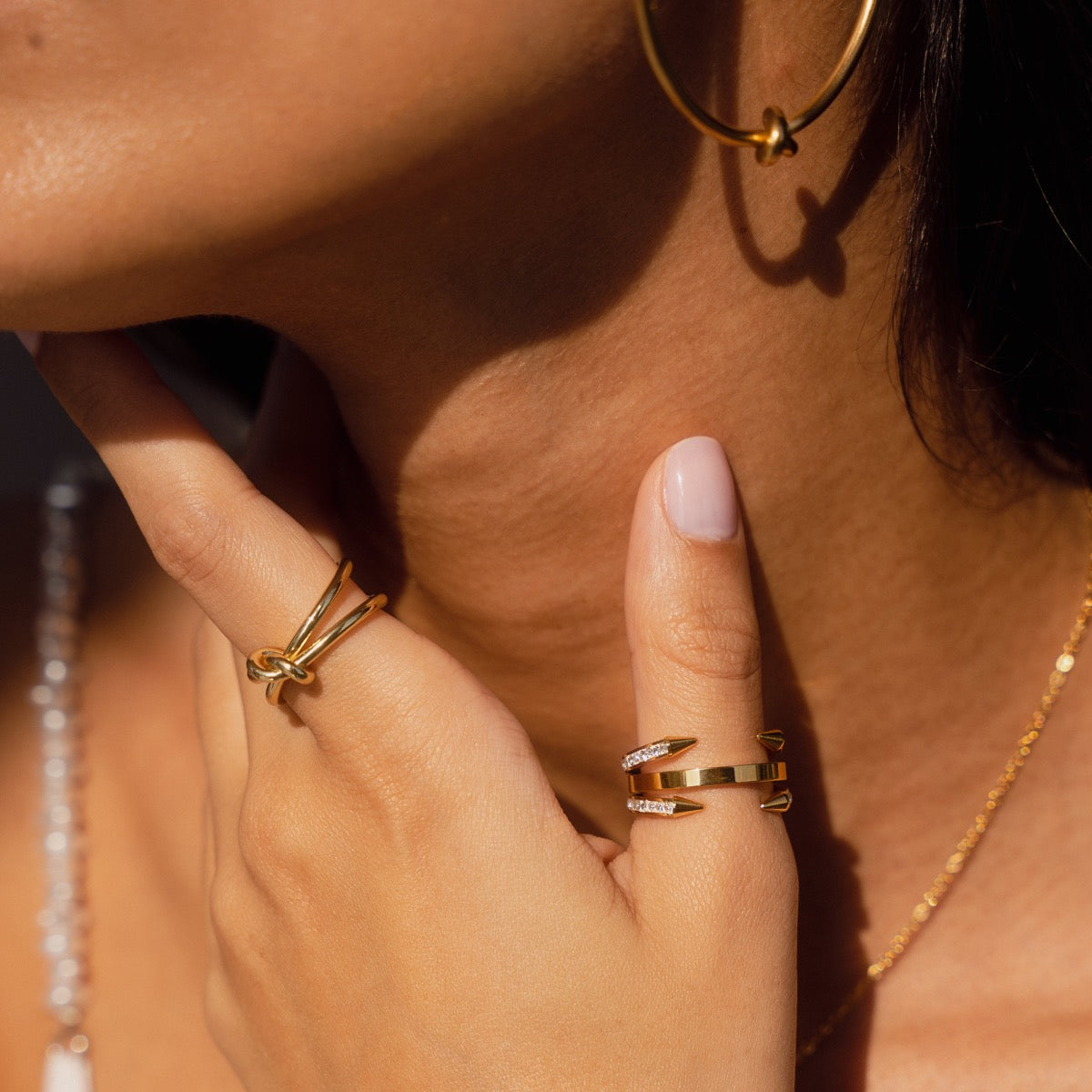 Intertwine Adjustable Ring - Gold Tone