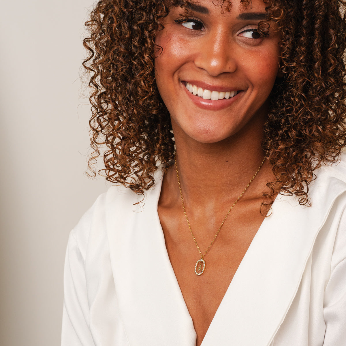 Chandelier Initial Necklace - Gold Tone