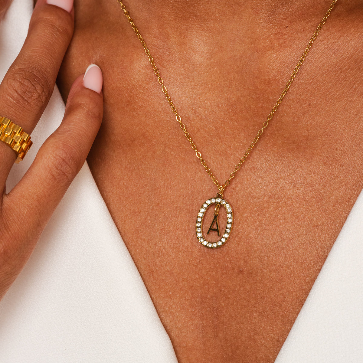 Chandelier Initial Necklace - Gold Tone