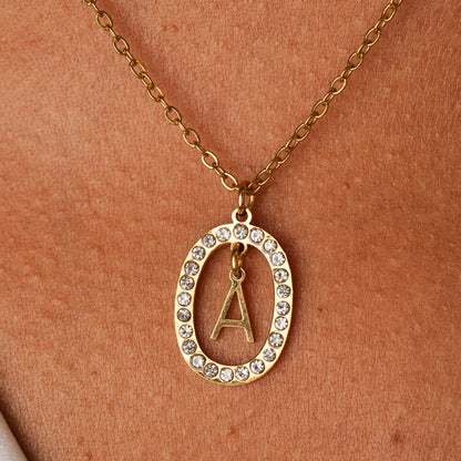 Chandelier Initial Necklace - Gold Tone