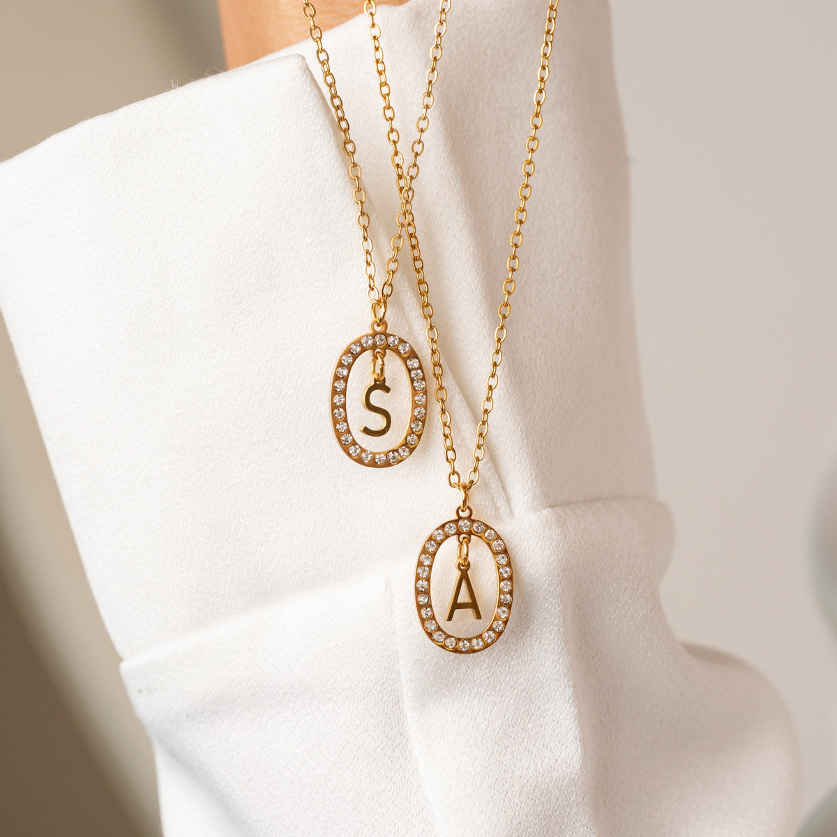 Chandelier Initial Necklace - Gold Tone