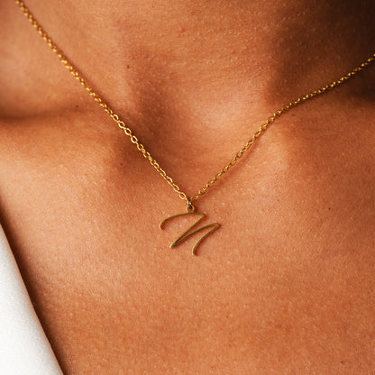 Scripture Initial Necklace - Gold Tone