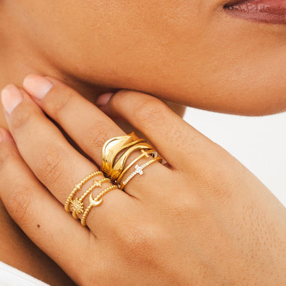 Luna Adjustable Ring - Gold Tone