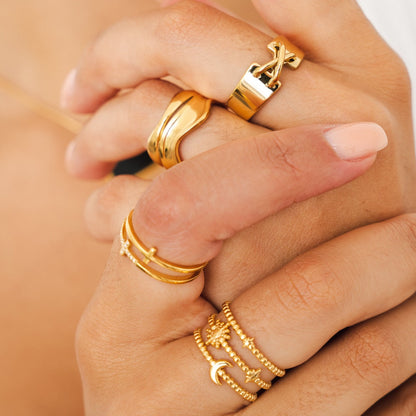 Luna Adjustable Ring - Gold Tone