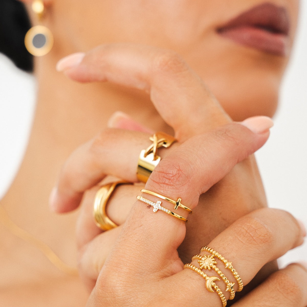 Zion Stone Ring - Gold Tone