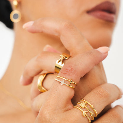 Zion Stone Ring - Gold Tone