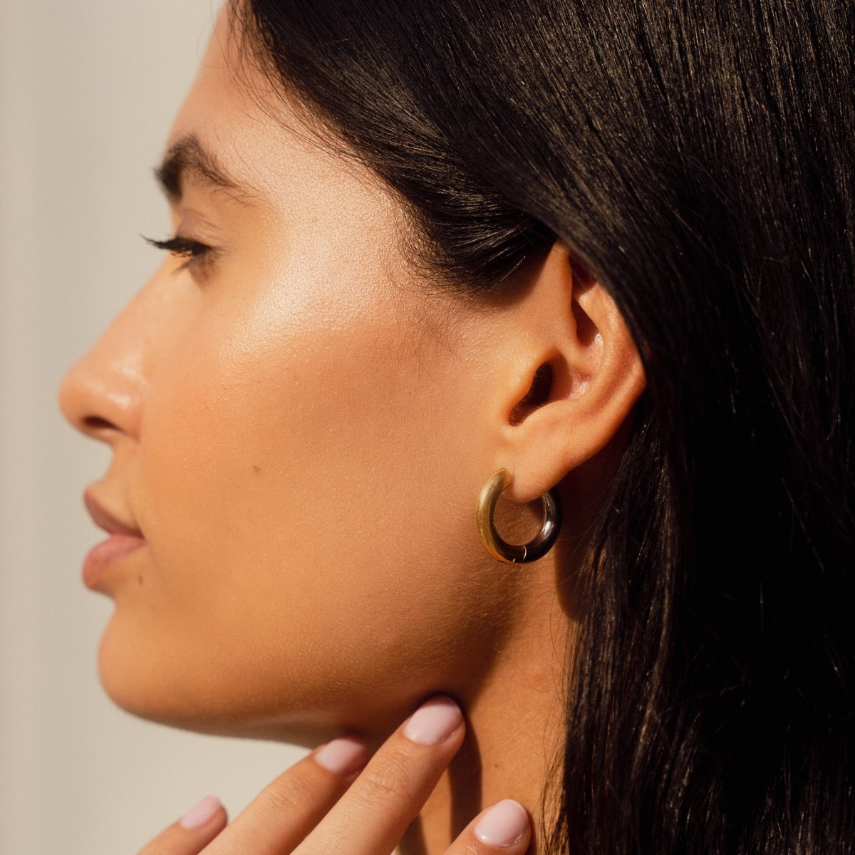 Contrast Hoop Earrings - Gold Tone/Silver