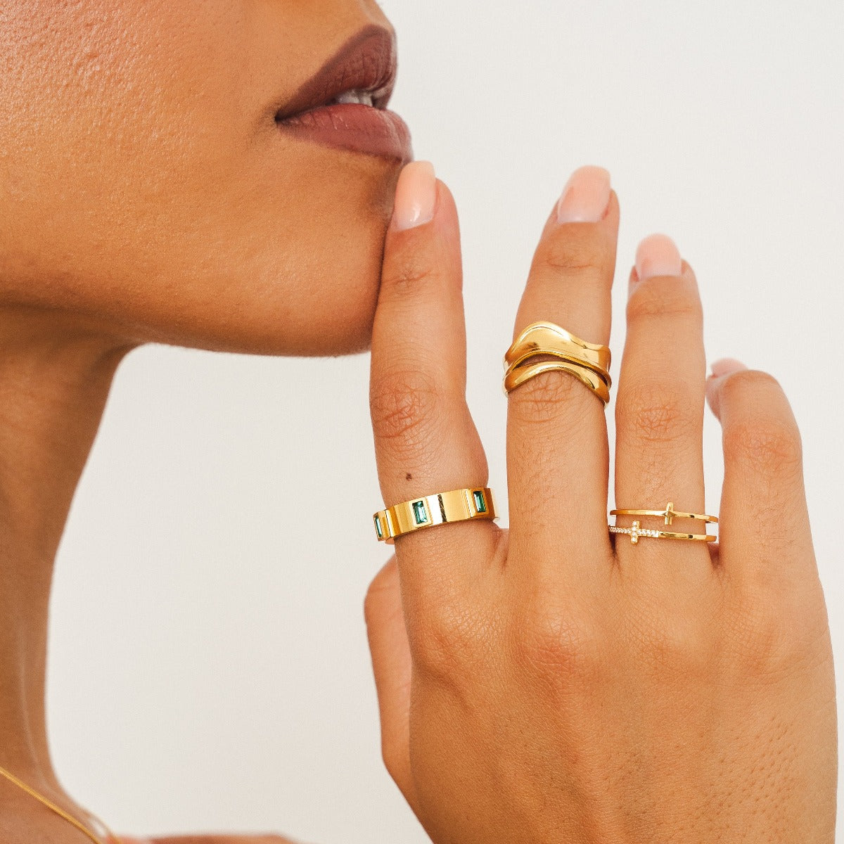Zion Stone Ring - Gold Tone