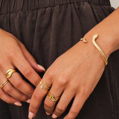Serpent Bangle Bracelet - Gold Tone