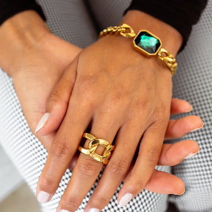 Double Link Ring - Gold Tone
