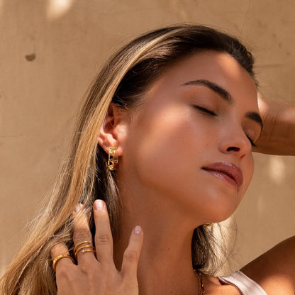 Hollow Numeral Hoop Earrings - Gold Tone