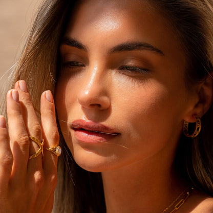 Hollow Numeral Hoop Earrings - Gold Tone