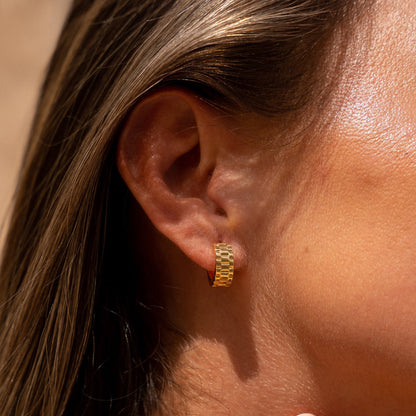 Watchband Hoop Earrings - Gold Tone