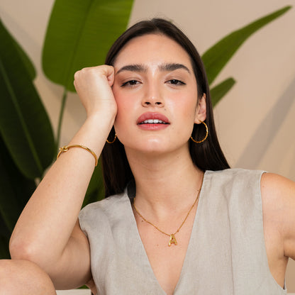Bubble Initial Necklace - Gold Tone