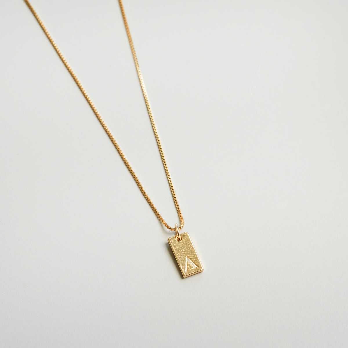 Tablet Engraved Initial Necklace - Gold Tone