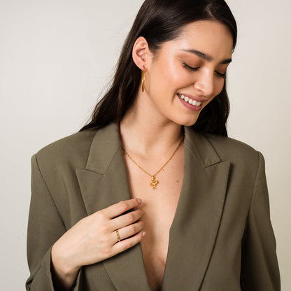 Snake Pendant Necklace - Gold Tone