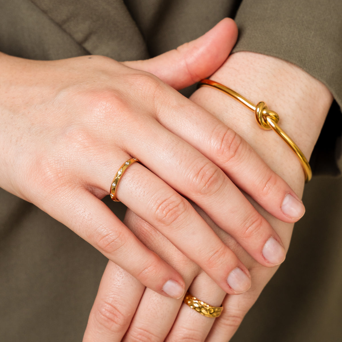 Sorrento Stone Ring - Gold Tone