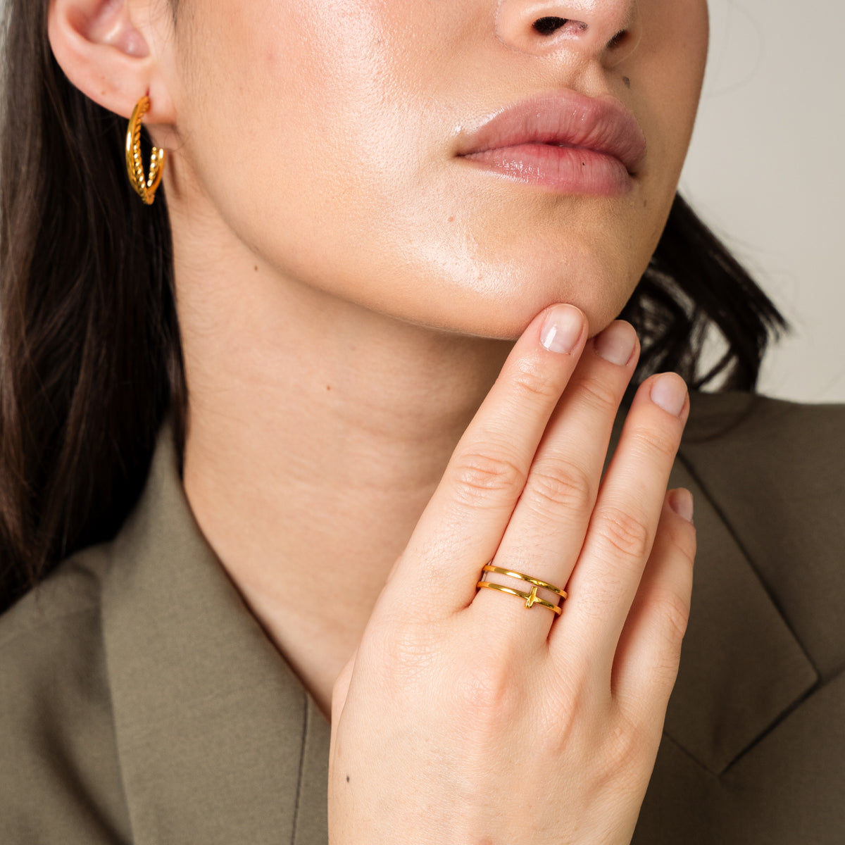 Zion Geometric Ring - Gold Tone