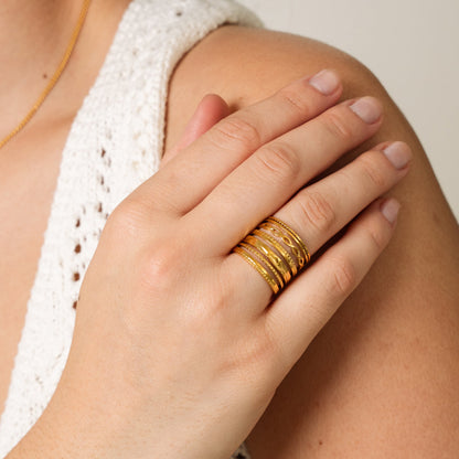 Hydra Stack Adjustable Ring - Gold Tone