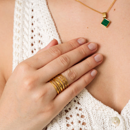 Hydra Stack Adjustable Ring - Gold Tone