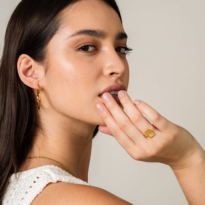 Sunrise Plate Ring - Gold Tone