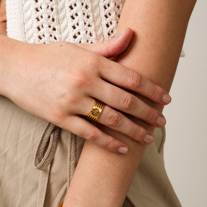Bolt Cut-Out Ring - Gold Tone