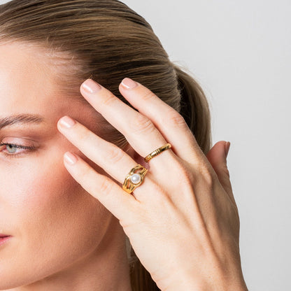 Essential Numeral Ring - Gold Tone