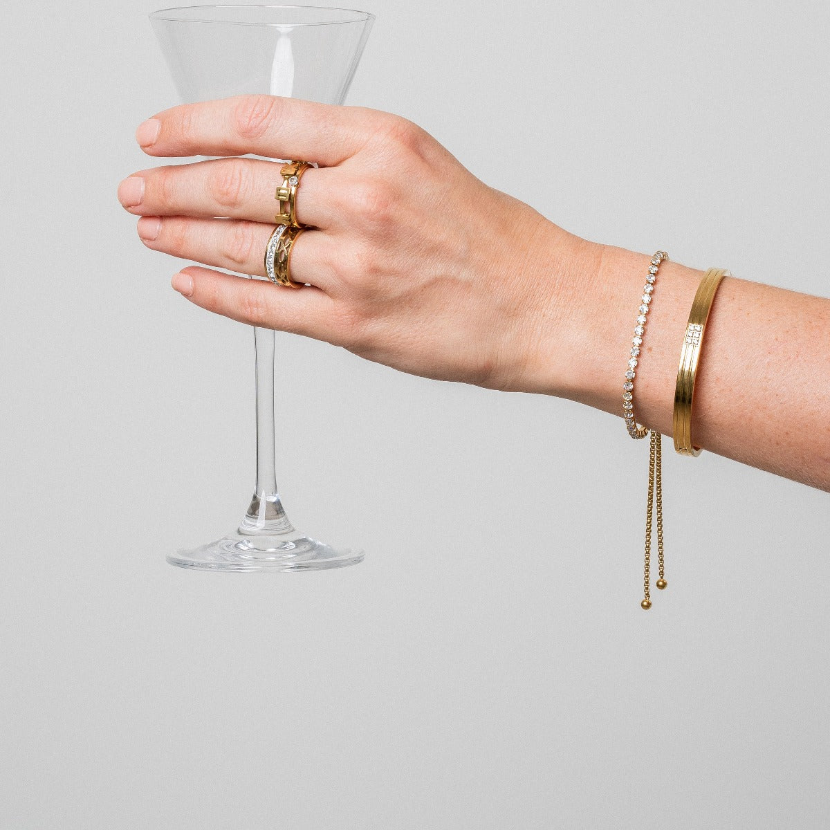 Tennis Chain Bracelet - Gold Tone