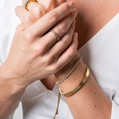 Rotatable Stone Ring - Gold Tone