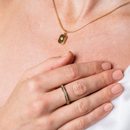 Rotatable Stone Ring - Gold Tone