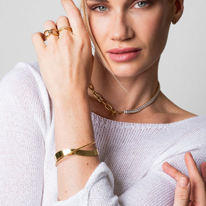 Intertwine Bangle Bracelet  - Gold Tone